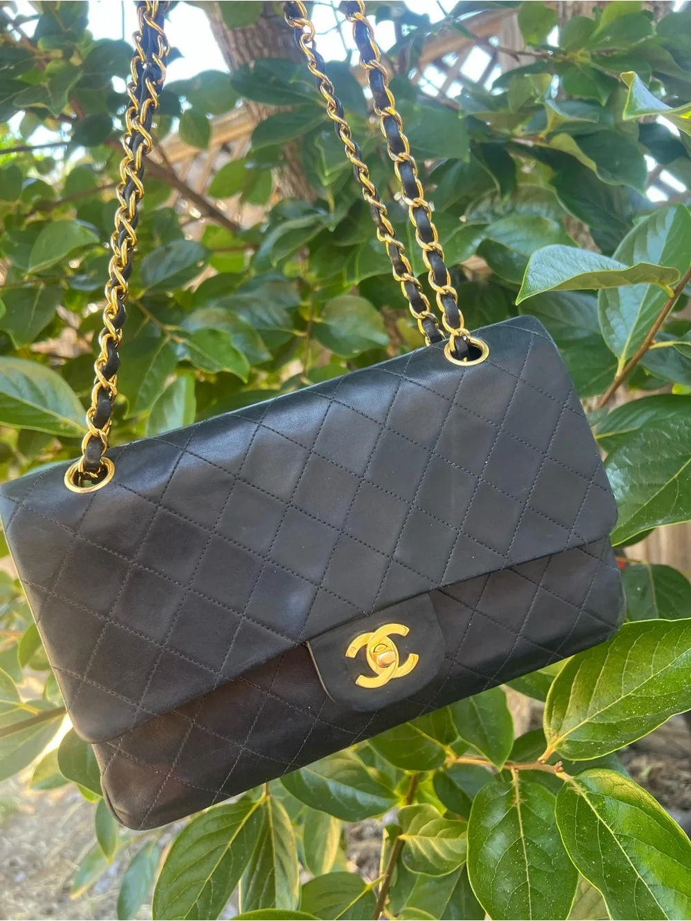 Vintage Chanel Classic Double Flap Black Quilted leather 24K Gold hardware